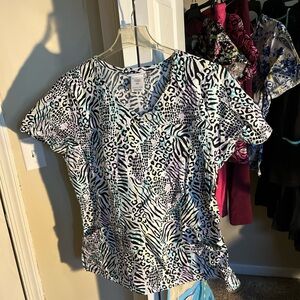 Scrubstar Animal Print Women's Top - Black and White